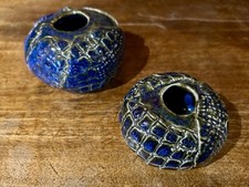Japon Paire Petits Raku Bleu