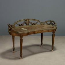 Banc Ancien Style Néoclassique Bois Gravé Italie XIXe Siècle Original
