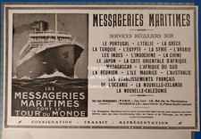 Publicite MESSAGERIES MARITIMES Tour du monde 1930 advert