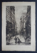 Lucien GAUTIER Gravure eau-forte orig XIXe c1883 Paris Rue Galande 5ème Sorbonne