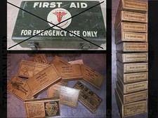LOT BOITES POUR CAISSE FIRST AID MEDICAL SET VEHICLE  12U jeep willys us ww2