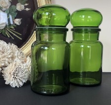 2 anciens bocaux en verre ARIEL publicitaire vert vintage