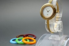 [Exc+5] Montre Femme Gucci Change Bezel 6 Couleurs 1100L Or Cadran Blanc JAPON