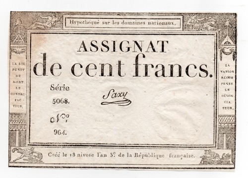 Assignat 100 francs - de, -18