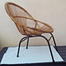 ROHE  NOORDWOLDE  FAUTEUIL ROTIN  CORBEILLE VINTAGE 50/60S BY DIRK VAN SLIEDREGT