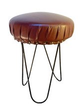 TABOURET DESSUS CUIR DESIGN 1950 1960 