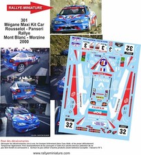 DECALS 1/43 REF 0301 RENAULT MEGANE MAXI ROUSSELOT RALLYE DU MONT BLANC 2000