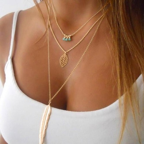Collier bohème chaîne dorée - collier,
