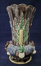 Vase en céramique, majolica, barbotine Palissy, Thomas Sergent Style Fin 19ème