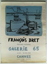 AFFICHE ART - FRANCOIS BRET  - 1958 - Galerie 65 - Cannes - 