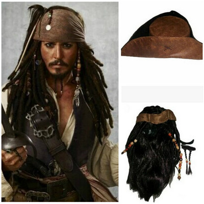 Jack sparrow wig hat pirates - jack,