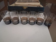 ANCIEN LOT 6 VERRE ALCOOL LIQUEUR  MONTURE ARGENT MASSIF MINERVE 