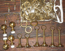 6 supports PORTE TRINGLE BARRE RIDEAUX LAITON massif 68 ANNEAUX 4 embouts 2,7 kg