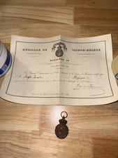 MEDAILLE NAPOLEON 1ER DE SAINTE HELENE AVEC SON DIPLOME ORIGINAL POUR UN BELGE