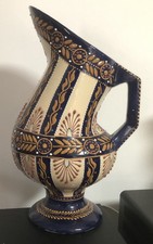 Ancien Grand Pichet de HB Quimper Forme Antique Décor Perlé de Pierre Poquet