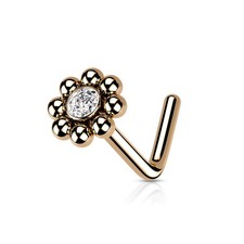 Piercing nez tige en L or rose