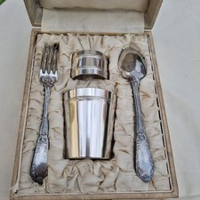 Ancien Coffret De Naissance Métal Argenté - Style Louis XVI 