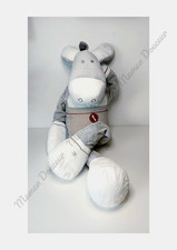 Peluche/Doudou Géant Paquito Paco Âne Gris Short Blanc Rouge Rayé 80cm - Noukies