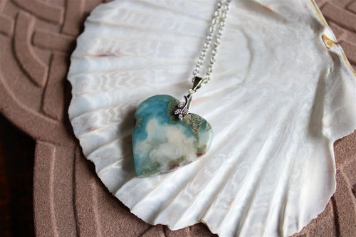 Collier cœur larimar - collier,