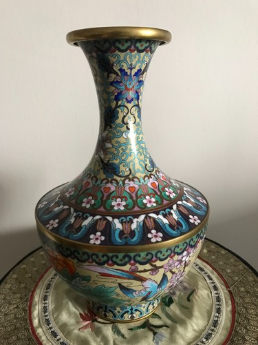 Cloisonne vase bronze emaux - cloisonne,