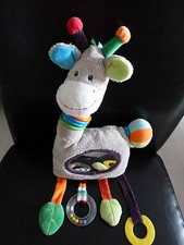 *. DOUDOU NICOTOY SIMBA GIRAFE GRIS BLEU VERT MIROIR ANNEAU DENTE EX TAT