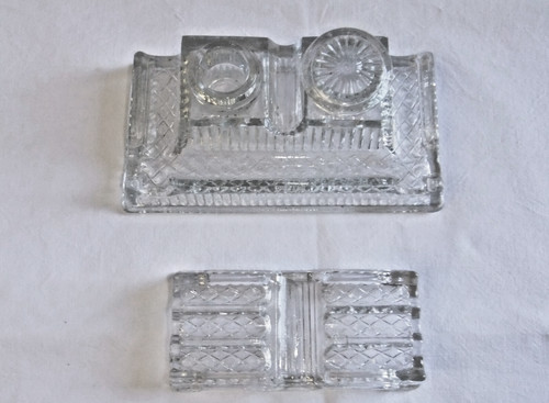 Encrier double ancien - ancien, porte