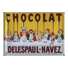 Plaque métal publicitaire 30x40cm bombée  : Chocolat Delespaul-Havez