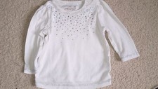 T.SHIRT BLANC MANCHES LONGUES + STRASS BEBE FILLE TAILLE 12 MOIS IDEE CADEAU