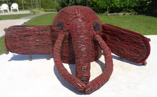 Masque cimier Bamiléké  éléphant perlé  57 cm  Cameroun  Art Africain