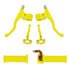 kit de poignée targa jaune cyclomoteur mobylette alu/plastique