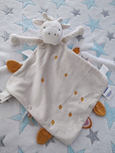 Doudou plat girafe - doudou, blanc