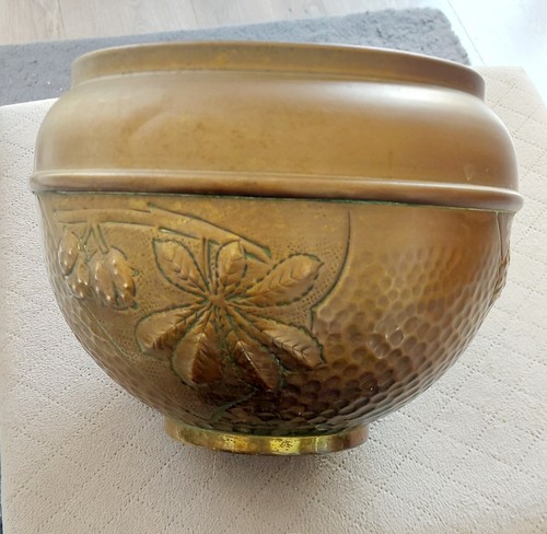 Cache pot laiton feuilles - pot, en