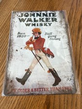 WHISKY JOHNNIE WALKER - Reproduction plaque publicitaire en métal 20x30 cm