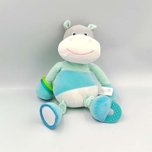 Doudou hippopotame bleu blanc