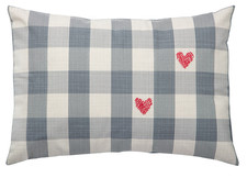 Housse de coussin IKEA MAVINN MÄVINN, carreaux gris coeur rouge, 16x23" 40x58...