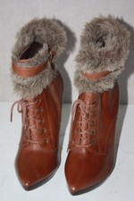 SAN MARINA  Bottines Boots Cuir Marron Clair Fourrure Synthétique T 40 BE