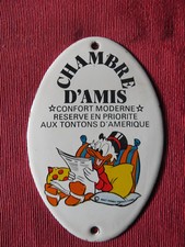 Plaque émaillée ovale Porte de CHAMBRE d' AMIS Donald Walt Disney