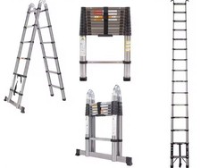 Échelle Télescopique 2m60 Pliante Acier Supporte  150 Kilos