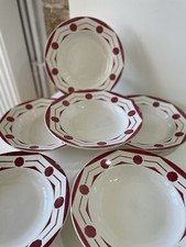 6 assiettes creuses DIGOIN SARREGUEMINES Service Ciboulette rouge vintage Déco