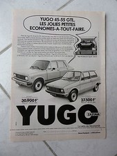 Zastava Yugo 55 GTL 1983 advert presse coupure publicitaire publicité pub