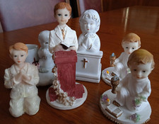 6 Statuettes Figurines Religion Prière Ange Croix Divin Communion Eglise saint