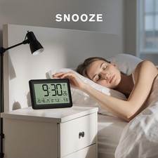 Horloge Reveil Digitale Radiopilotée Écran LCD 7,5",Temp/Hum/Calend, Latec
