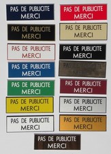 sticker stop pub "PAS DE PUBLICITE MERCI" format 20x60 mm 15 couleurs