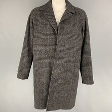 THE KOOPLES Taille XL Gris Noir à Carreaux Laine Mélange Manteau