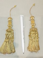 2 POMPON GLAND PASSEMENTERIE PERLEE En FIL DORé XXème H.13 Cm/religieux?rideaux?