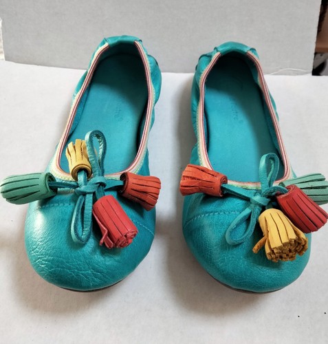 Ballerines tout cuir turquoise