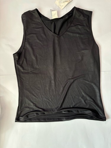 Débardeur noir effet cuir - débardeur,