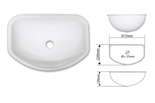 Lavabo blanc semi ovale pour - blanc, semi-ovale