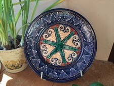 Assiette HB Quimper décor perlé bleue et verte en parfait état