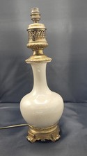 Vase Chinois Ancien Gris Craquelé Monté En Lampe 19ème Siècles 